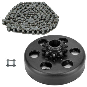 SEHNSUCHT clutch assembly front view showing sprocket and chain, clear drivetrain fit