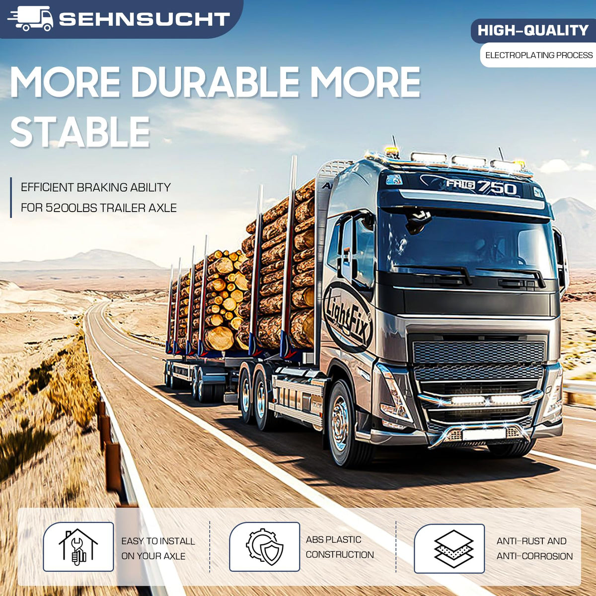 SEHNSUCHT installed brake on trailer axle demonstrating proper fit