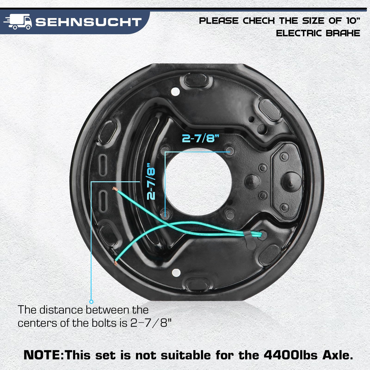 SEHNSUCHT side view of brake kit installed on trailer axle demonstrating fitment