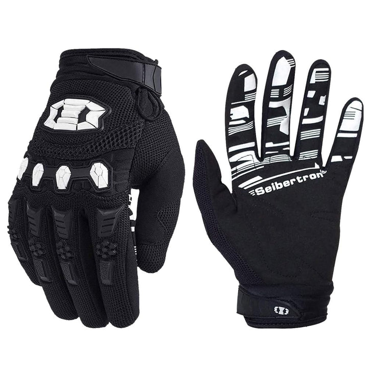 Seibertron gloves front view showing full-finger protection and clear branding benefit control
