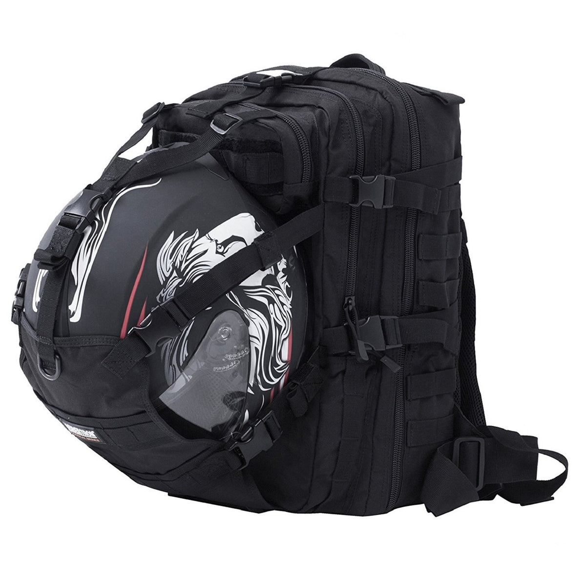 Seibertron front view with helmet attached showing secure carry benefit