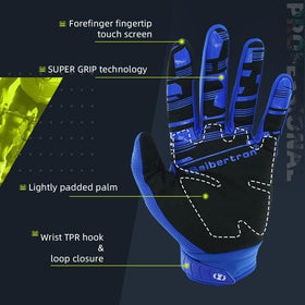 Seibertron glove worn on mountain bike delivering grip and protection
