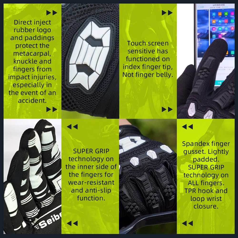 Seibertron glove beside ruler showing sizing guidance for accurate fit