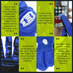 Seibertron glove next to measuring tape showing sizing guidance and correct fit benefit