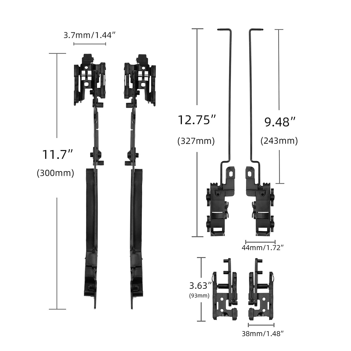 SEINECA linkage and hardware layout laid out to show included components for replacement