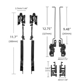 SEINECA linkage and hardware layout laid out to show included components for replacement