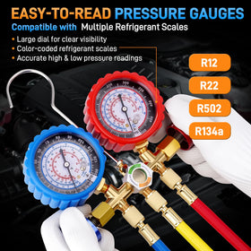 Sejaede close-up of high and low gauge dials with rubber guards for precise pressure reading benefit