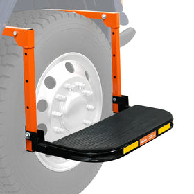 SEKAM front view of wheel step showing sturdy steel frame and platform