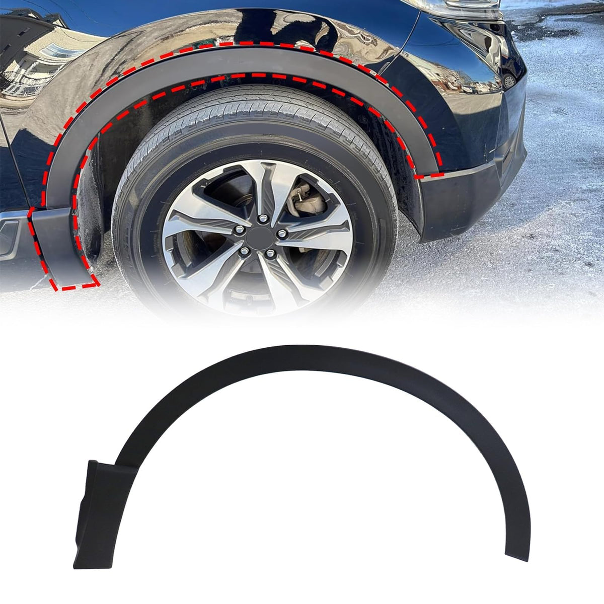 Sekeseauto front right fender flare packaging showing part and clips benefit of complete kit