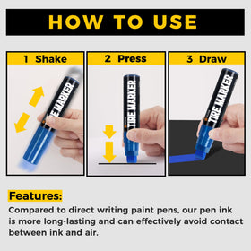 SELEAD marker beside coin showing jumbo size and long-lasting ink capacity