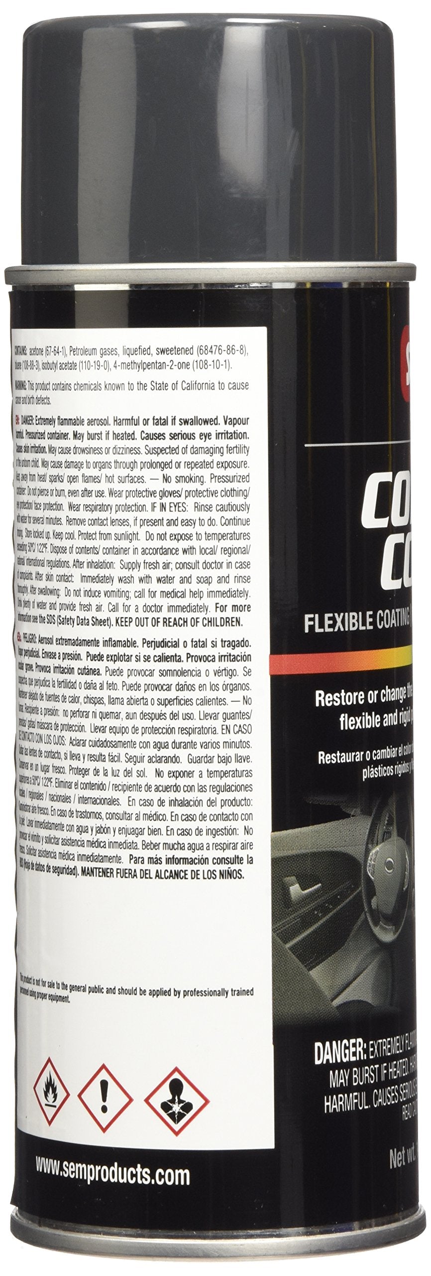 SEM 15303 aerosol can next to ruler showing 12 fl. oz. size and portability benefit
