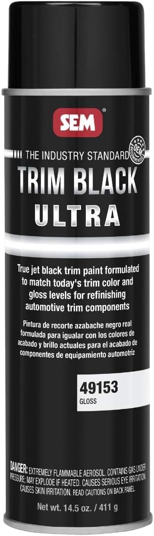 SEM 49153 aerosol can front view showing label and jet-black finish benefit