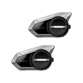 Sena 50S dual-pack front view showing communication units and benefit of easy pairing