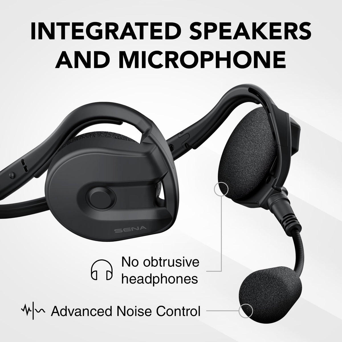 Sena Expand mesh network close-up highlighting speaker and mic detail for reliable clarity