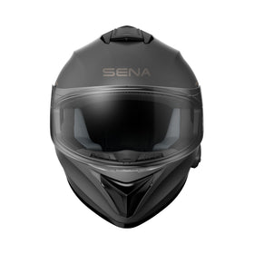 Sena OutForce side control close-up showing three-button panel for easy hands-free control