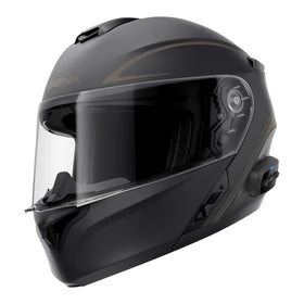 Sena Outrush R front view showing matte black shell and integrated audio advantage