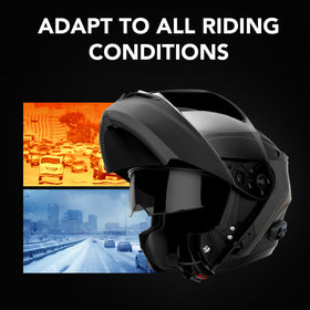 Sena Outrush R worn by rider on road showing reliable communication benefit