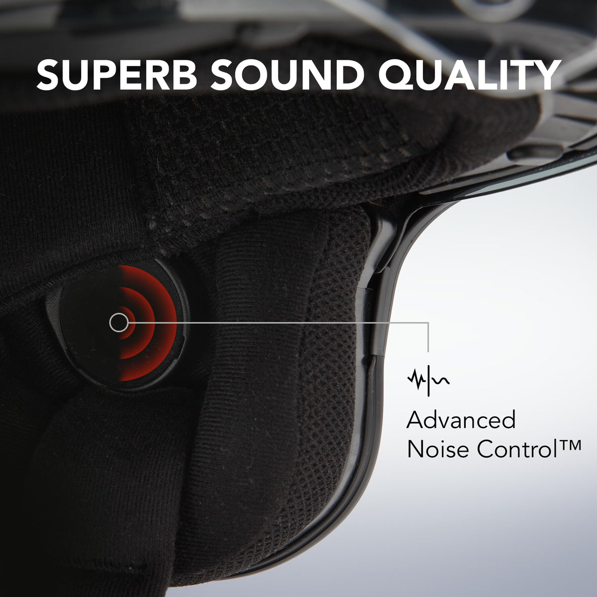 Sena SMH10 side controls detail highlighting buttons for easy access while wearing gloves