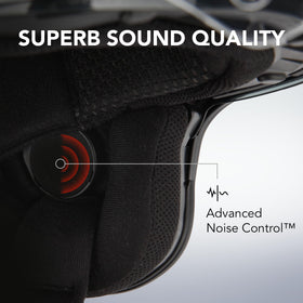 Sena SMH10 side controls detail highlighting buttons for easy access while wearing gloves