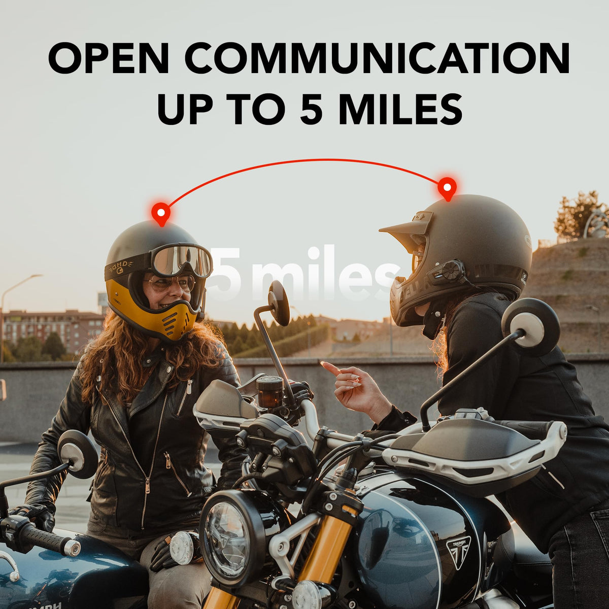 Sena Spider ST1 next to a phone showing scale and portable communication benefits