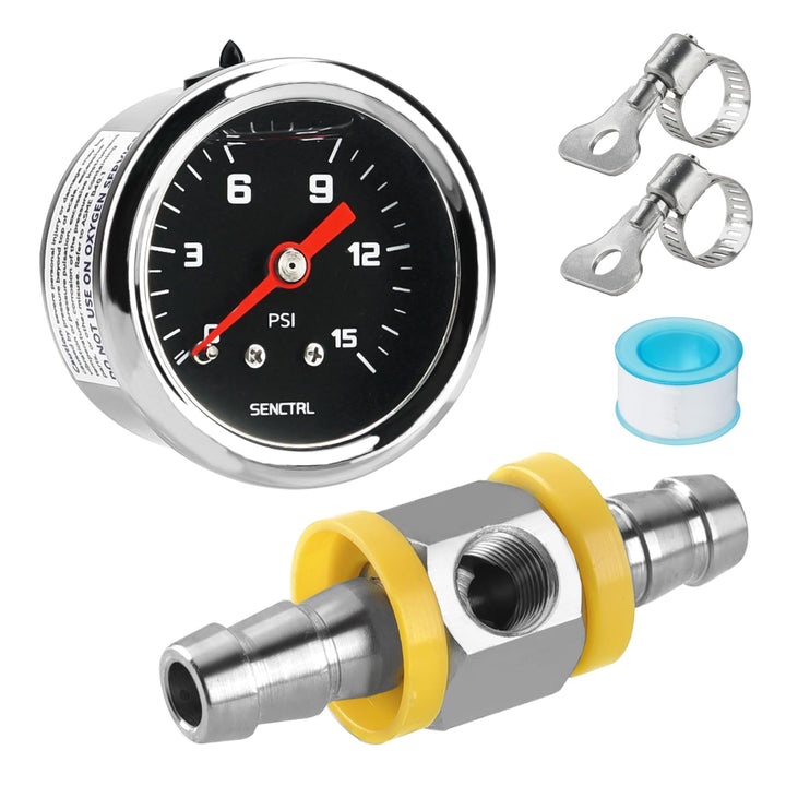 senctrl front gauge face showing clear 0-15 psi dial and quick reading benefit