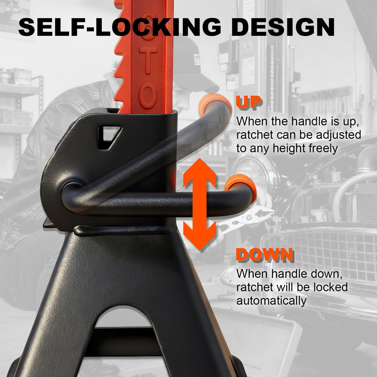 SENKEYFE jack stands supporting an SUV illustrating secure maintenance access