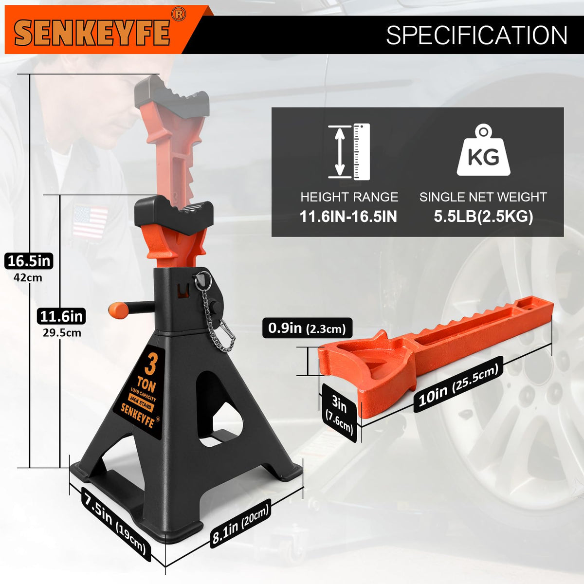SENKEYFE large foot base angle displaying wide contact area for balance