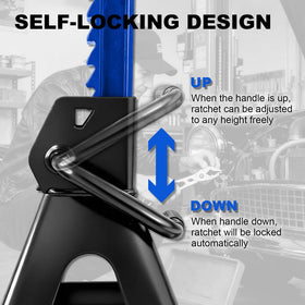 SENKEYFE jack stand under an SUV in a garage demonstrating hands-on use