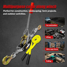SENKEYFE come along winch tensioning farm fence in field, efficient jobsite use benefit