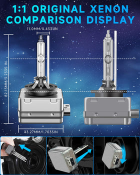 Night road beam comparison with SENROBO bulbs showing improved visibility and distance