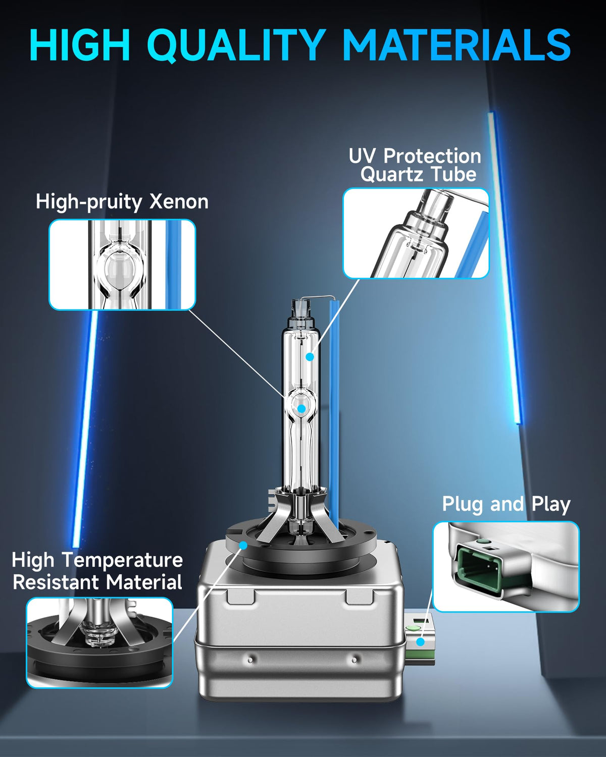 SENROBO D3S bulb installed in Chevy headlight housing, demonstrating plug and play benefit
