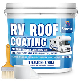 SENVEN white pail front view showing product for waterproofing roofs