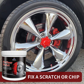 SENVEN brush applying paint to caliper for precise coverage and finish