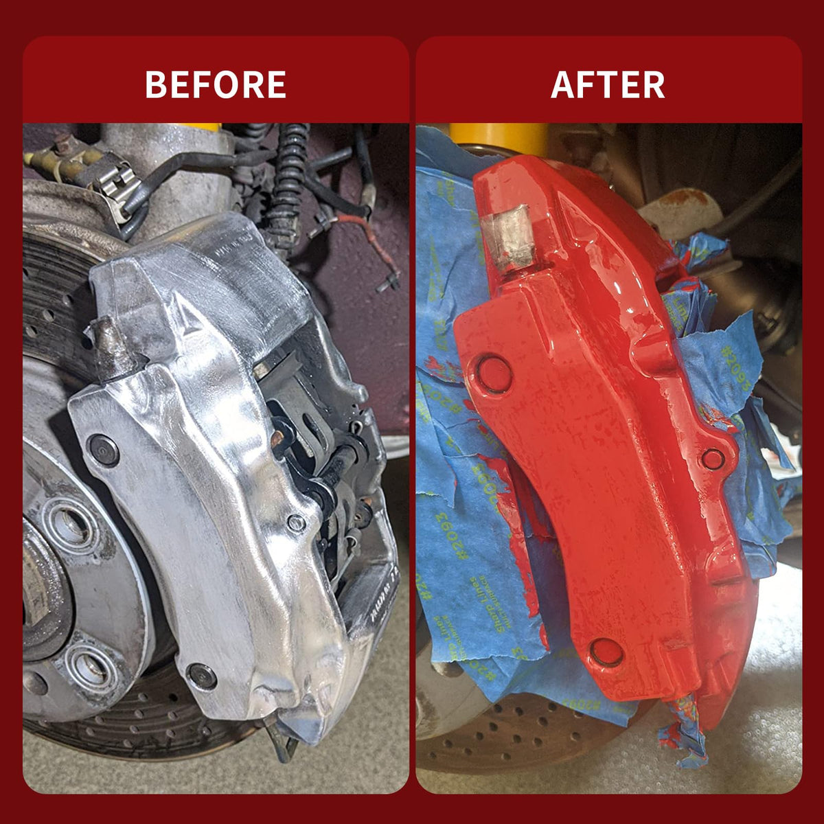 SENVEN painted caliper installed on wheel demonstrating visual upgrade