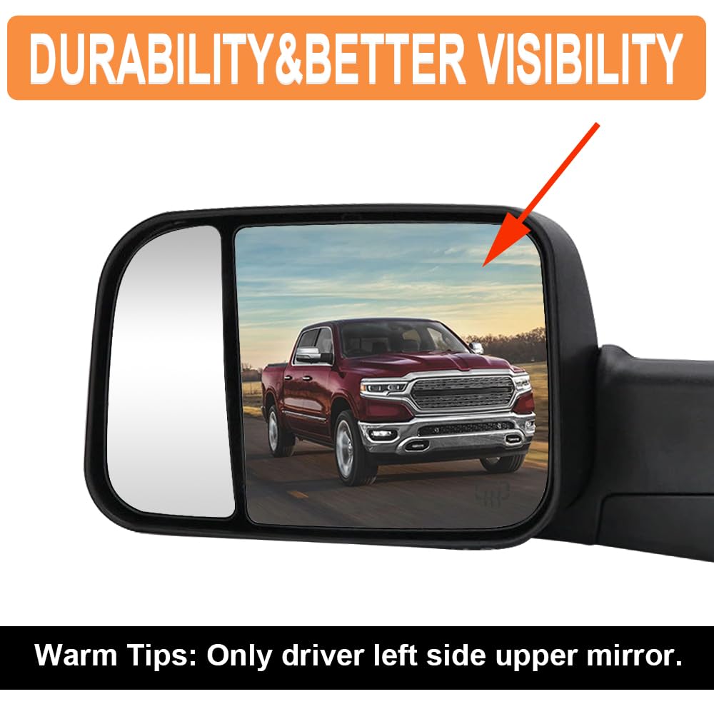 Senzeal mirror in a lifestyle towing scene highlighting safer rear visibility while towing