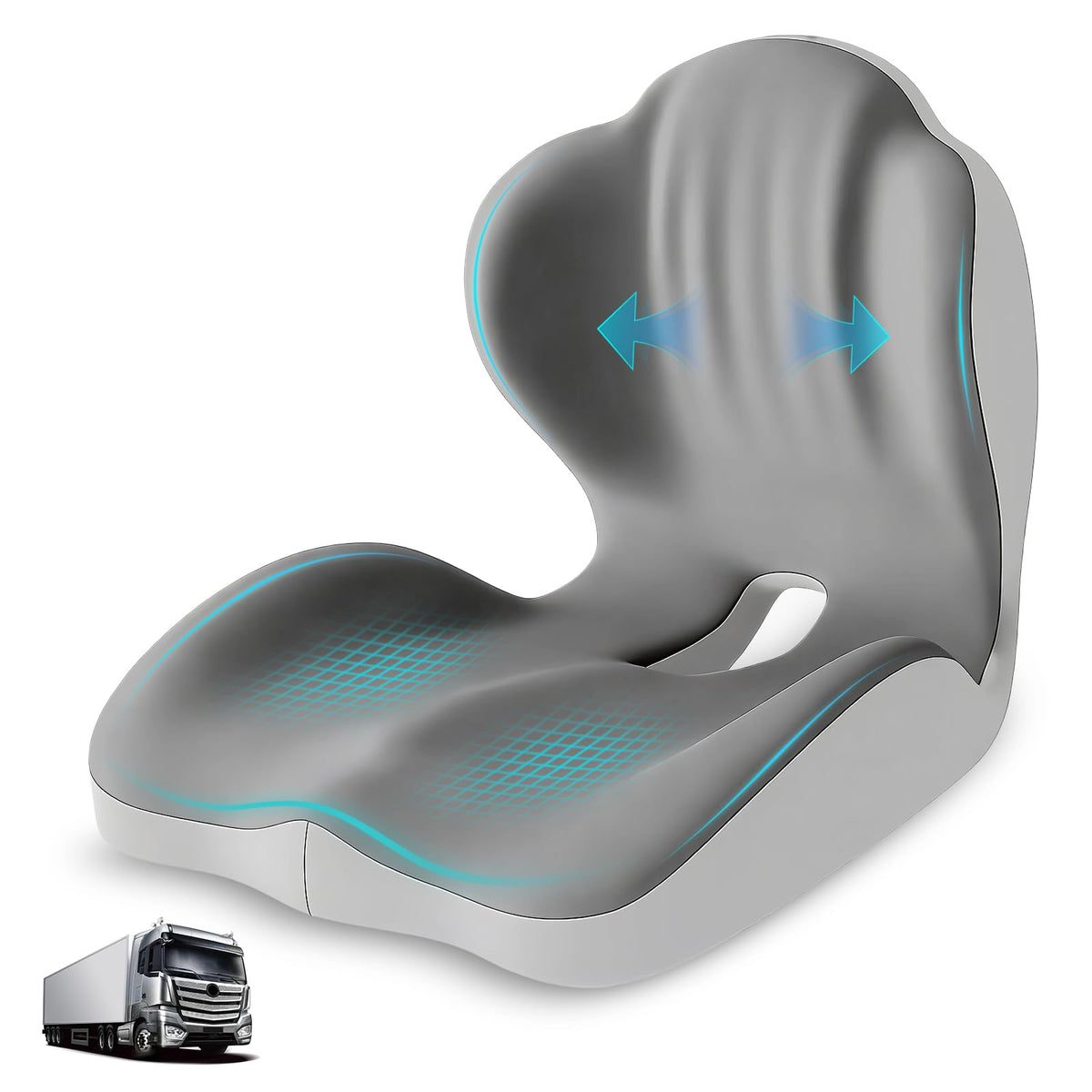Serdyes front view on vehicle seat showing ergonomic lift and improved visibility