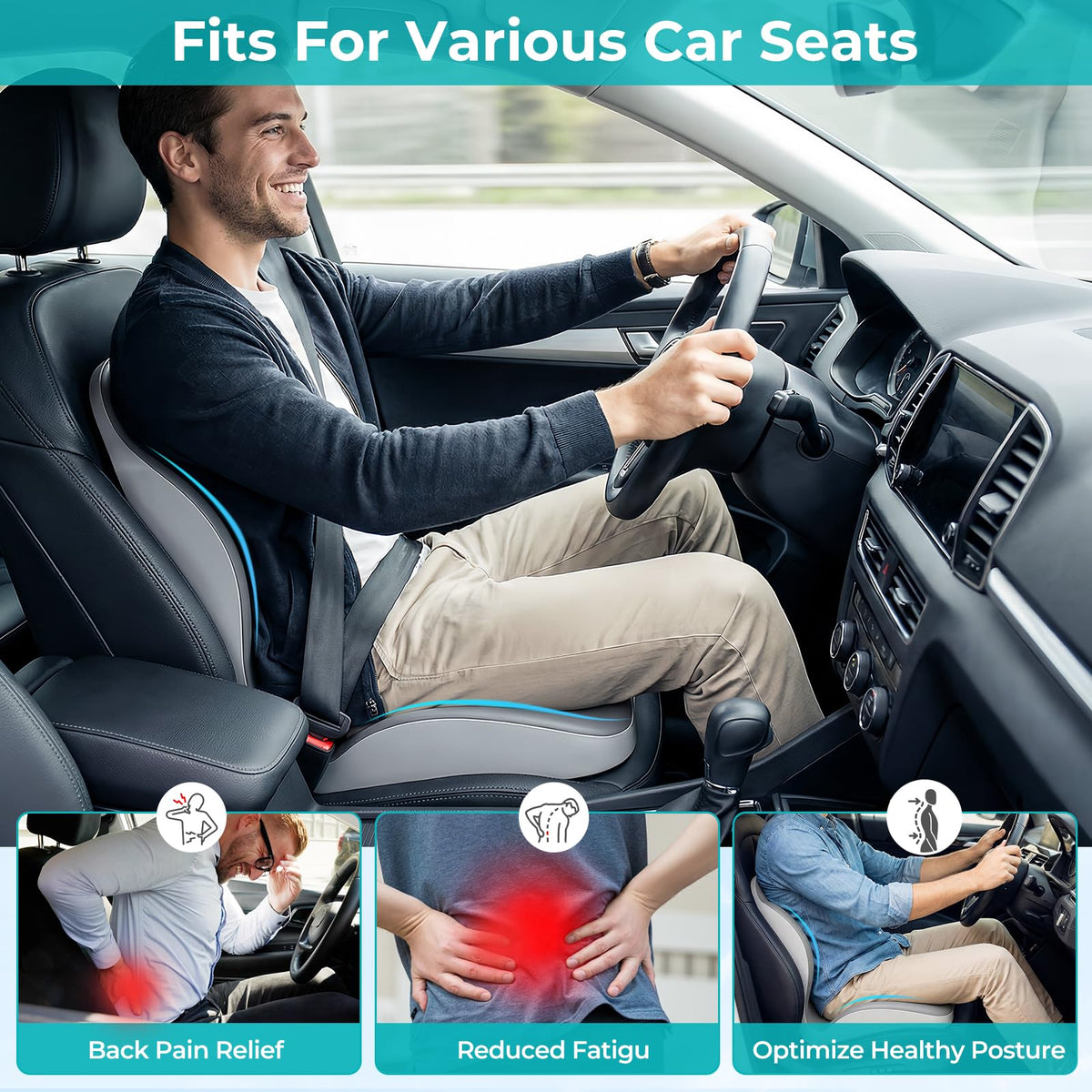 Serdyes non-slip bottom detail ensuring cushion stays secure while driving