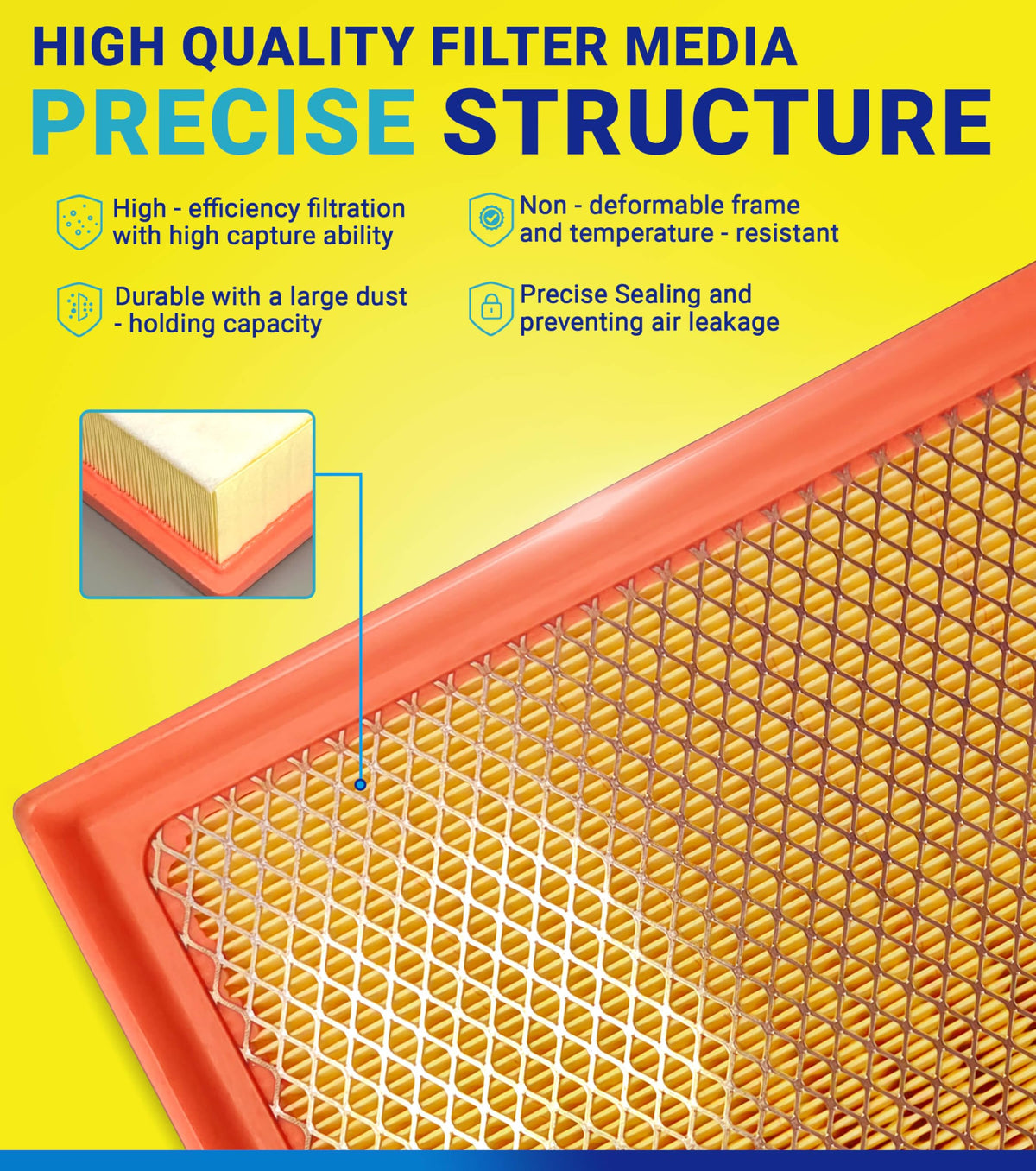 SERVKITOUR engine filter pleated media close-up providing efficient debris protection