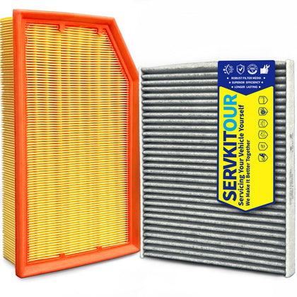 SERVKITOUR front packaging showing both filters and easy maintenance benefit