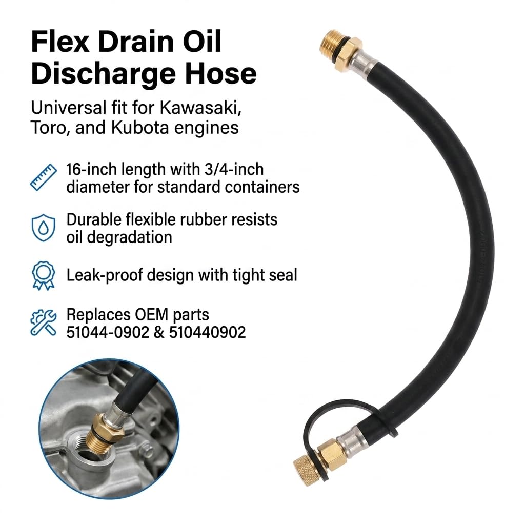 SeSicWe hose installed on a Kawasaki engine illustrating secure fit and cleaner oil changes