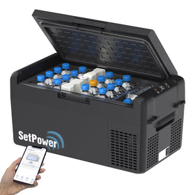 Setpower front view showing compact design and travel-ready benefit