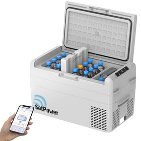 Setpower RF25 front view showing compact design and brand logo for easy travel