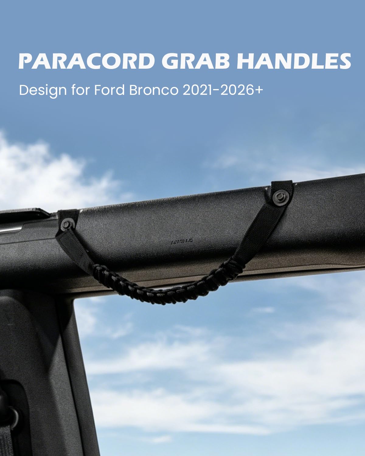 SEVEN SPARTA rear grab handle mounted on Bronco roll bar for support