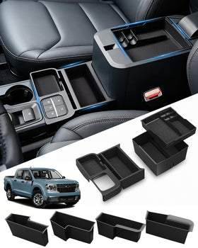 SEVEN SPARTA front center tray showing organized phones and keys, reducing clutter