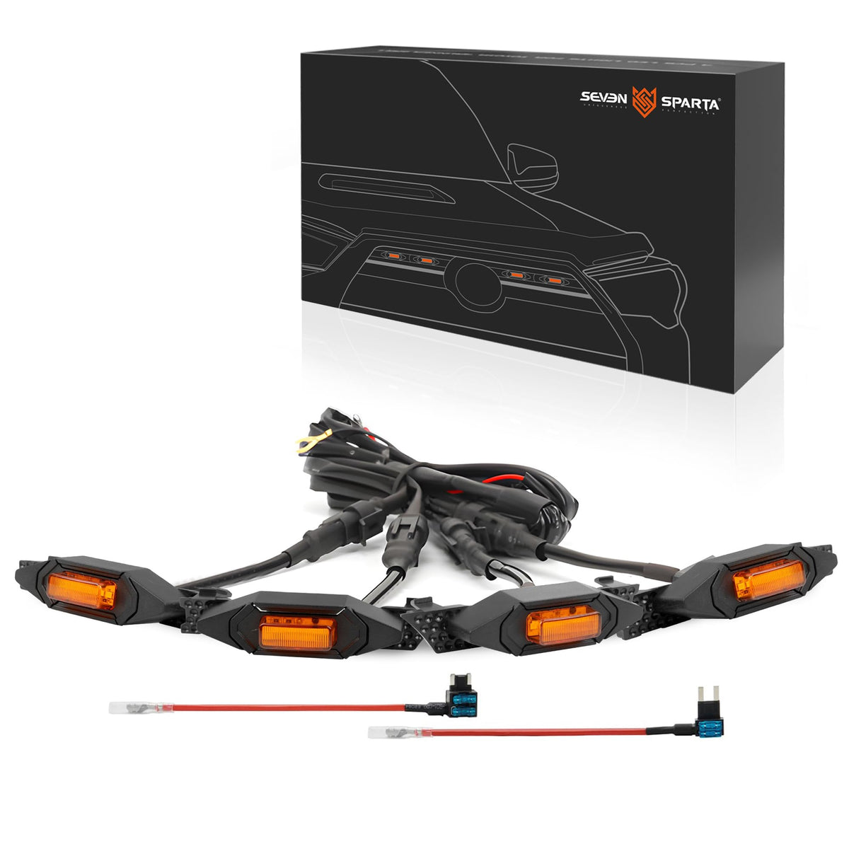 SEVEN SPARTA front grille overview showing amber LEDs and improved road presence