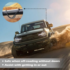 SEVEN SPARTA installed handle on Bronco interior demonstrating secure hold benefit