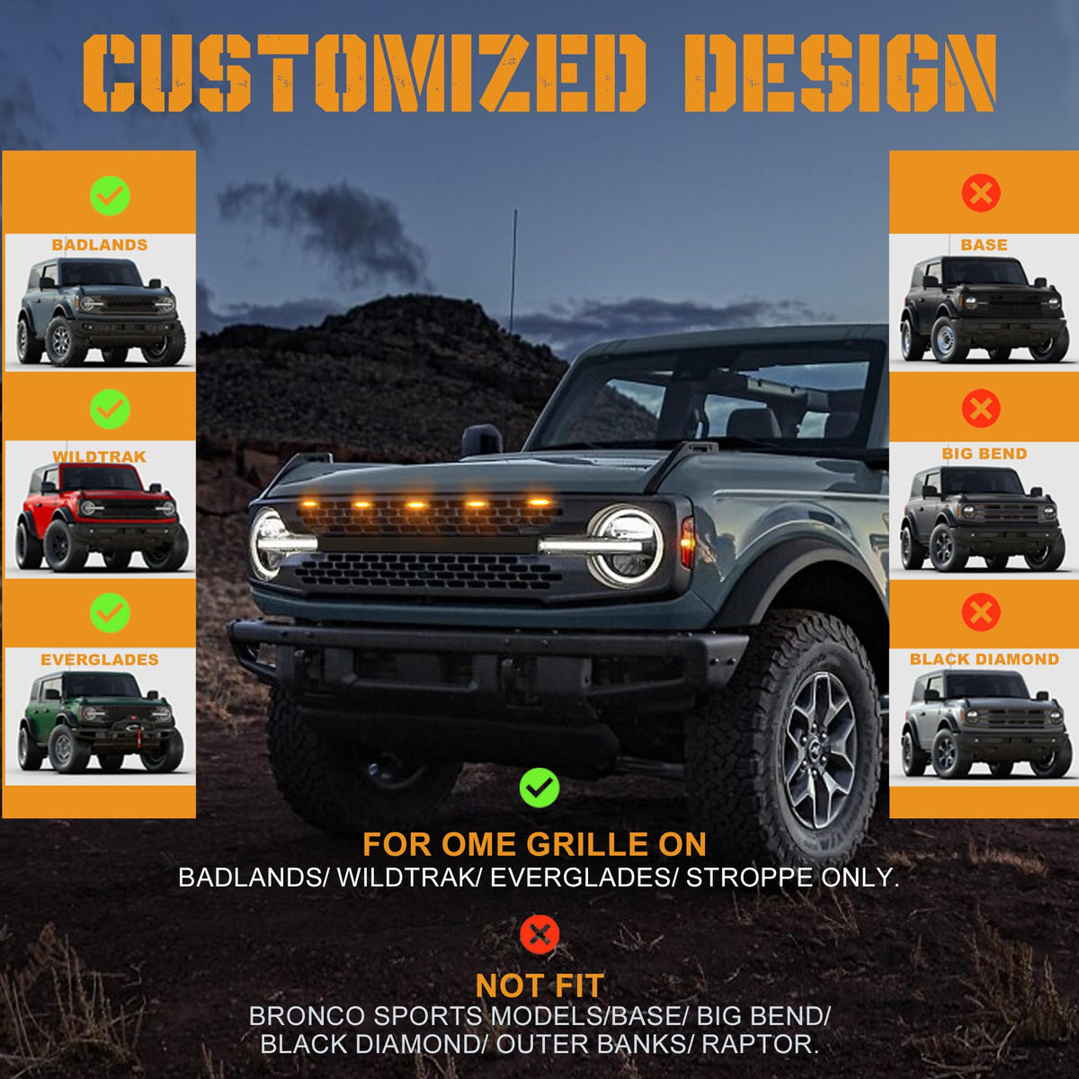 SEVEN SPARTA installed on Bronco front, demonstrating clean OEM fit benefit