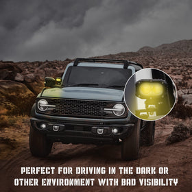 SEVEN SPARTA brackets installed with LED pods showing improved nighttime visibility