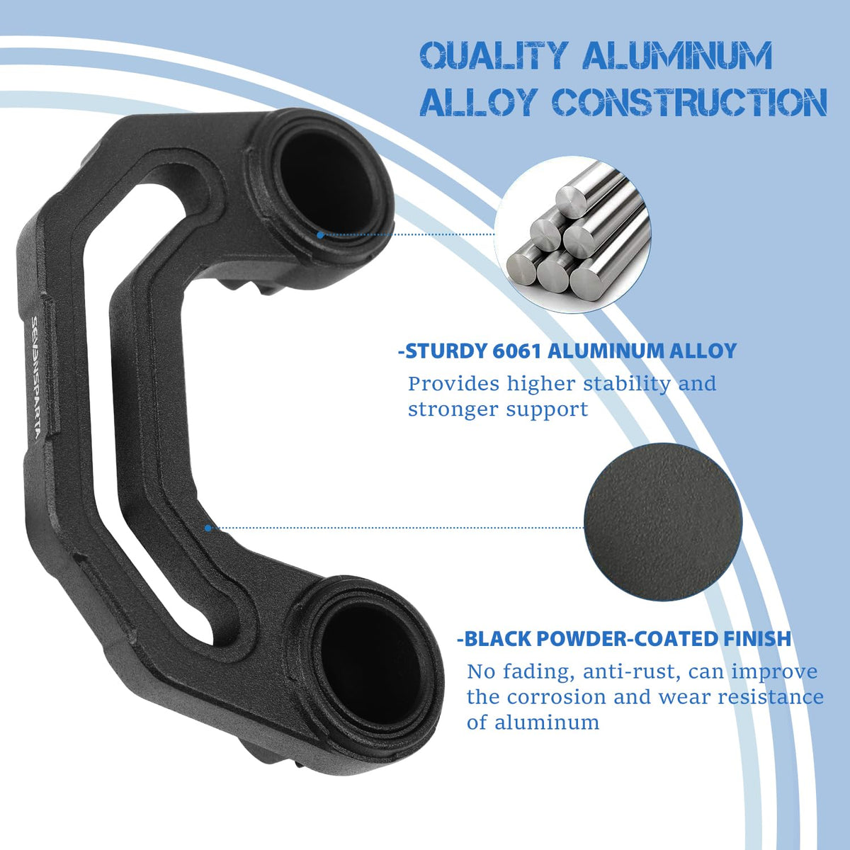 SEVEN SPARTA sliding rail detail illustrating adjustable 80mm positioning