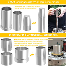 sevencow tools in use compressing a transmission drum for safer snap ring removal
